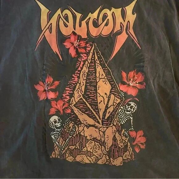 Volcom 100% organic cotton dark gray graphic tee short sleeve one size fits most - Picture 2 of 3